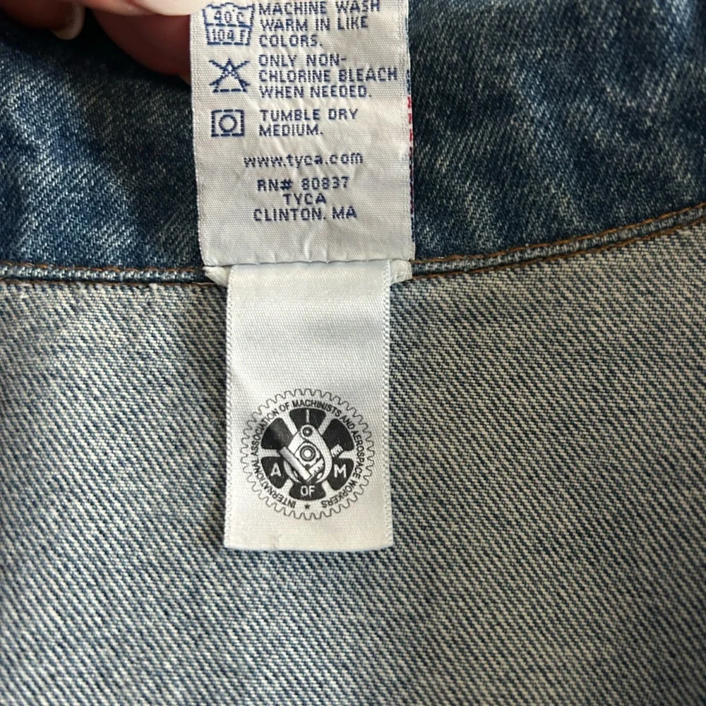 VTG TYCA Blue Jean Denim Jacket  Made USA Embossed‎ Rhythm Blues XXLarge BIKER